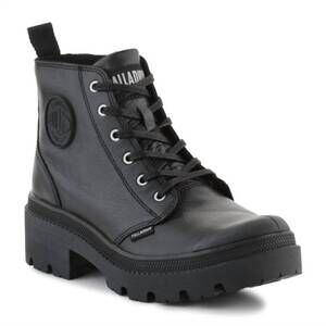 NEW PALLADIUM women's pallabase leather shoe in black/black